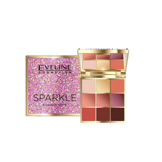 Paletă fard de pleoape, 9 nuanțe Sparkle Eyeshadow, 19.8 gr, Eveline Cosmetics