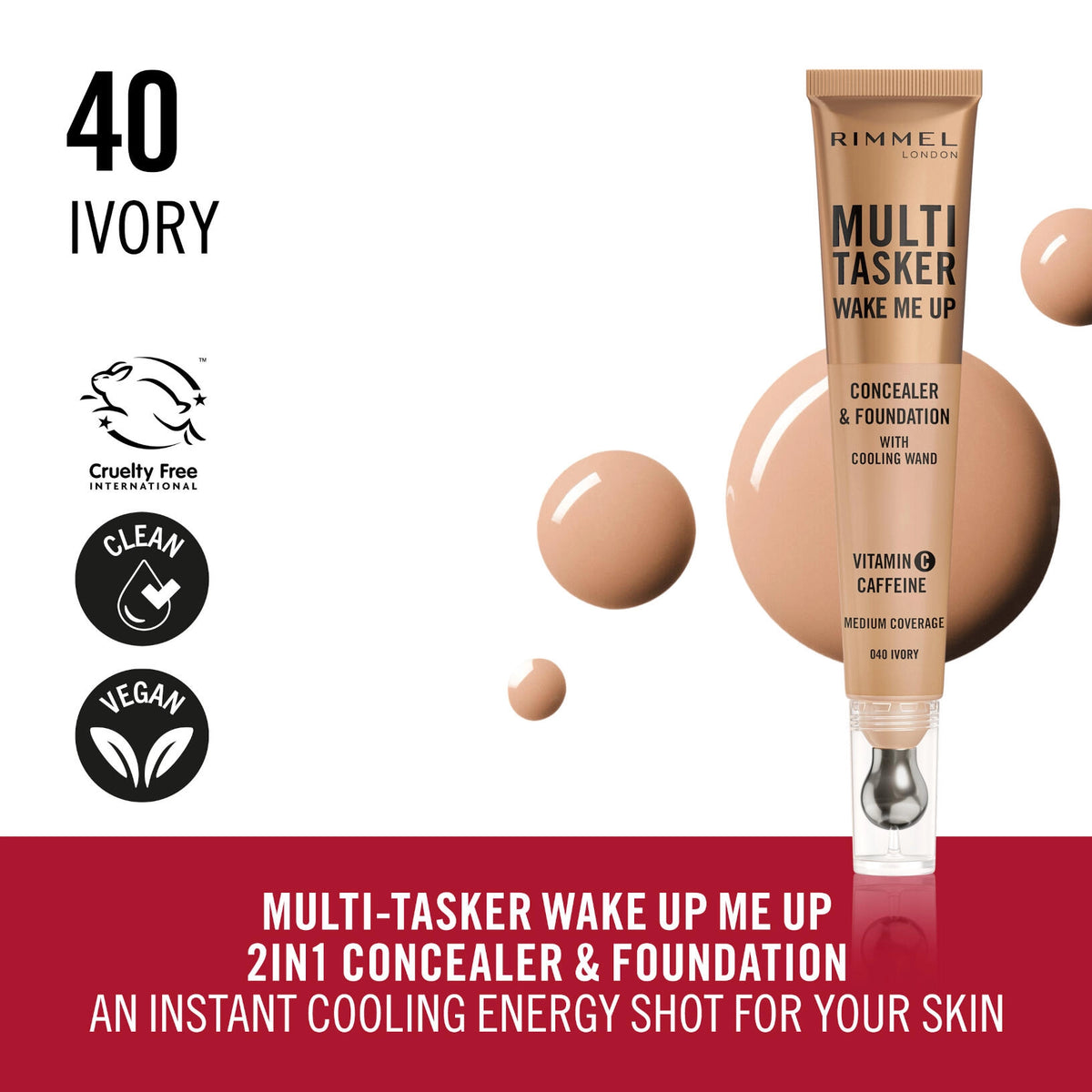 Fond de ten Multi-Tasker Wake Me Up, N.040 Ivory, 20 ml, Rimmel London
