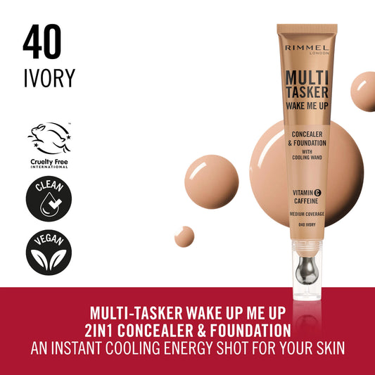 Fond de ten Multi-Tasker Wake Me Up, N.040 Ivory, 20 ml, Rimmel London