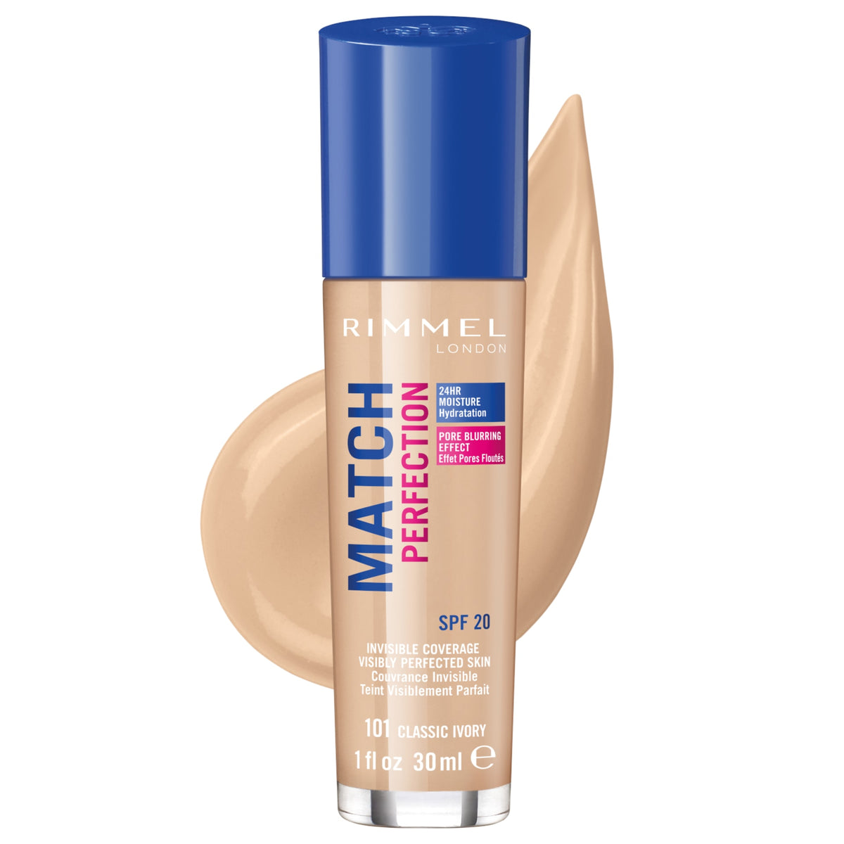Fond de ten Match Perfection SPF20, N.101 Classic Ivory, 30 ml, Rimmel London