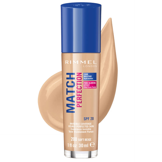 Fond de ten Match Perfection SPF20, N.200 Soft Beige, 30 ml, Rimmel London