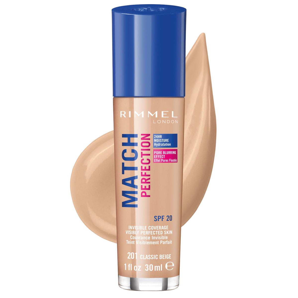 Fond de ten Match Perfection SPF20, N.201 Classic Beige, 30 ml, Rimmel London