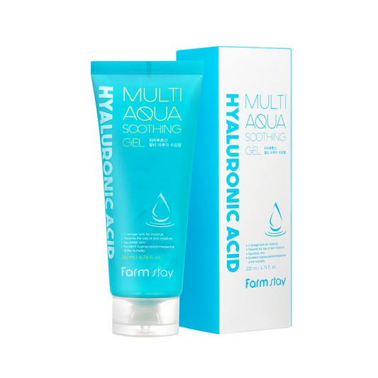 Gel calmant pentru față și corp Hyaluronic Acid Multi Aqua Soothing Gel, 200 ml, Farmstay