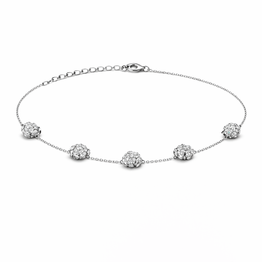 Brățară din argint 925 „crumpled paper charms”, COD B169, sistem de închidere reglabil, cu prelungire