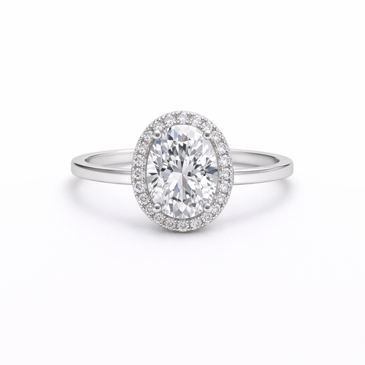Inel din argint 925 „oval grandeur halo”, COD I234, mărime 6