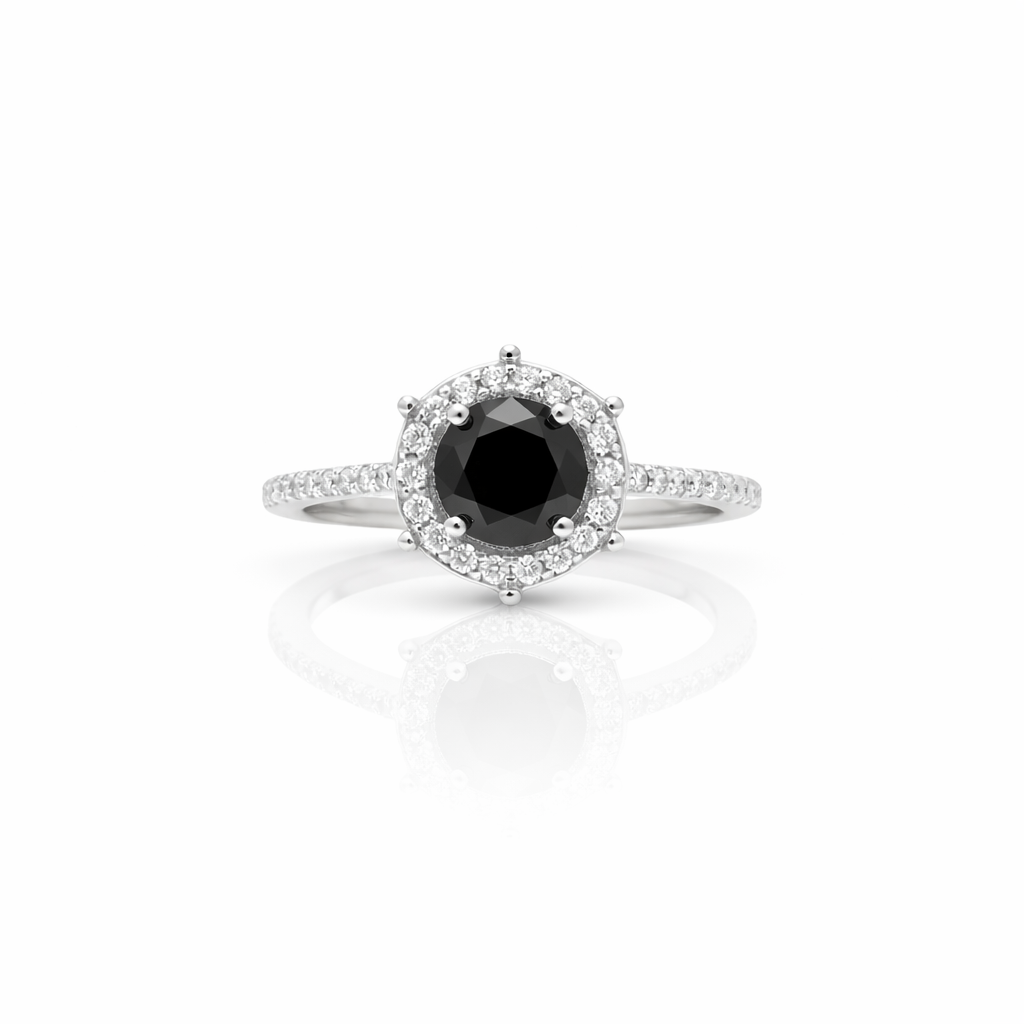 Inel din argint 925 „black brilliance & crystals”, COD I234, mărime 9