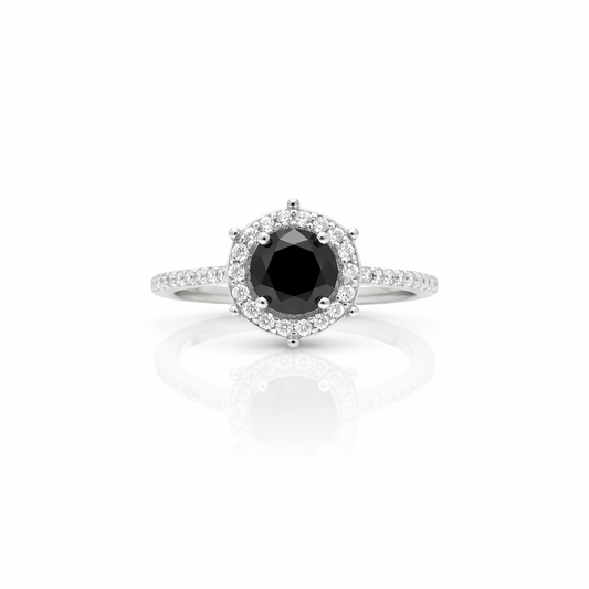 Inel din argint 925 „black brilliance & crystals”, COD I234, mărime 9