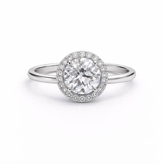 Inel din argint 925 „radiant halo solitaire”, COD I234, mărime 8