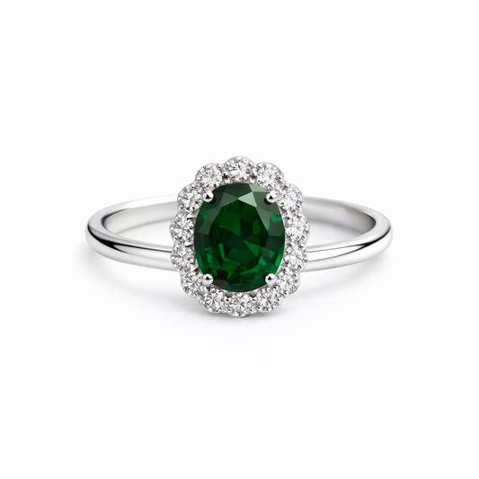 Inel din argint 925 „emerald garden halo”, COD I234, mărime 7