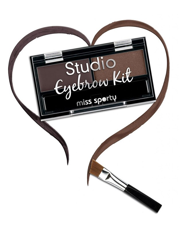 Kit pentru stilizarea sprâncenelor Studio Eyebrow, N.001 Medium Brown, 2.4 gr, Miss Sporty