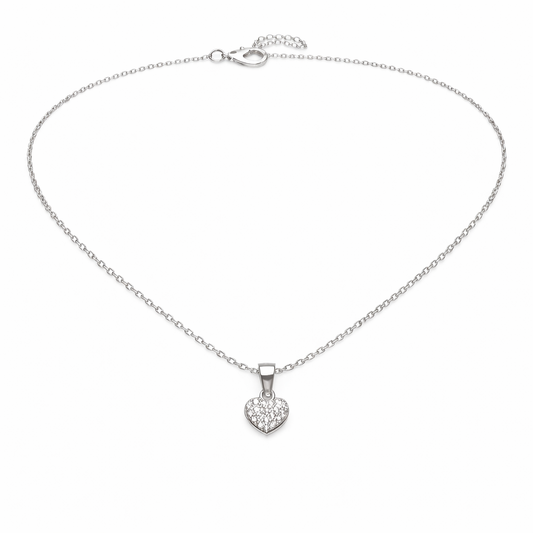 Colier din argint 925 „radiant heart & crystals”, COD C392, sistem de închidere reglabil, cu prelungire