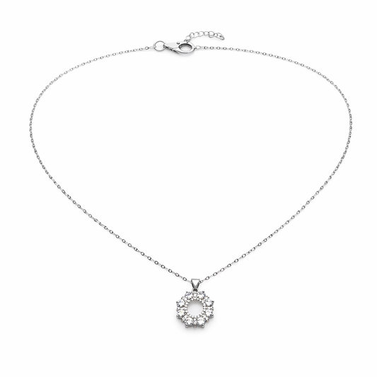 Colier din argint 925 „floral halo”, COD C392, sistem de închidere reglabil, cu prelungire