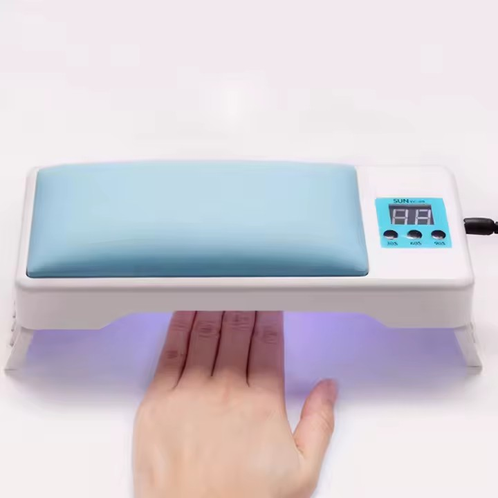 Lampă unghii UV/LED 2 în 1 cu suport pentru mâini, culoare albastră