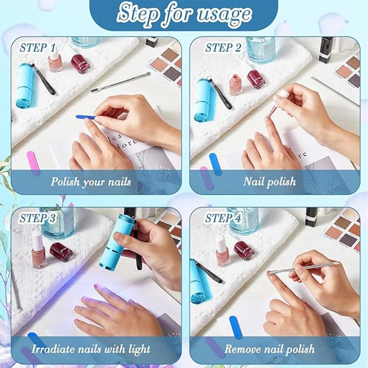 Lampă unghii UV/LED, stil lanternă, dimensiune redusă, culoare albastră, Sinbinta