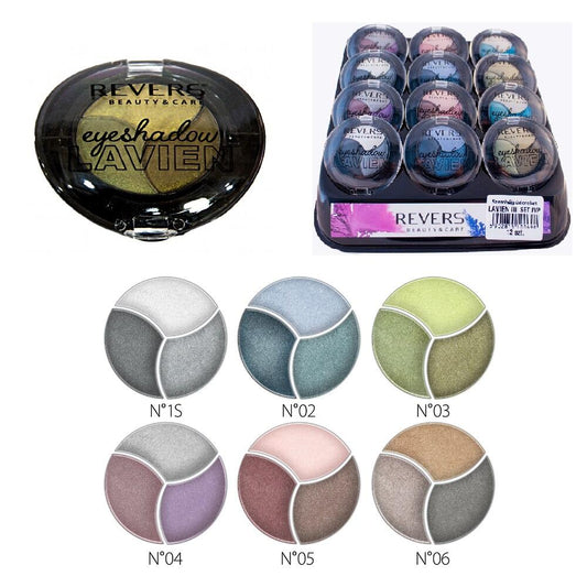 Fard de pleoape în trei nuanțe Lavien Trio, Mixt colorat sidefat, 3 gr, Revers Cosmetics