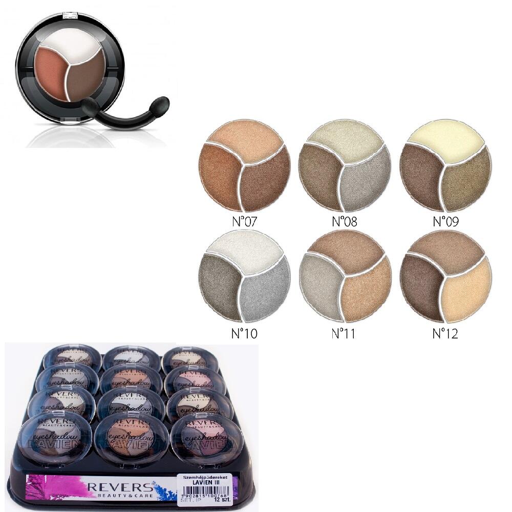 Fard de pleoape în trei nuanțe Lavien Trio, Mixt nude/sidefat, 3 gr, Revers Cosmetics