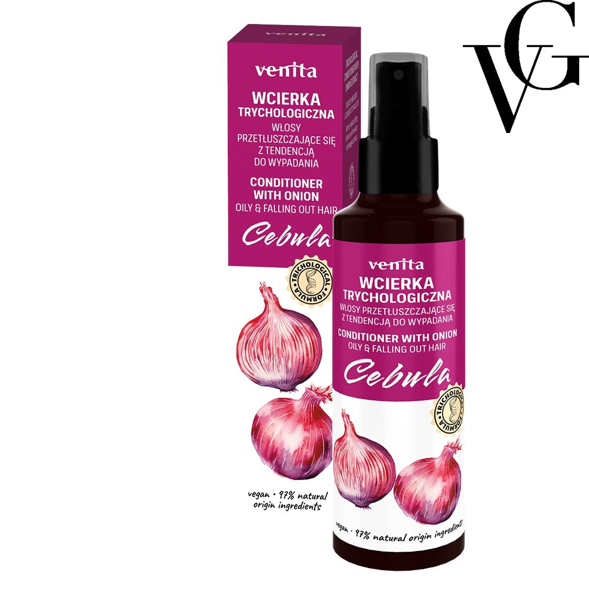 Loțiune tricologică cu extract de ceapă pentru păr gras și predispus la cădere, 100 ml, Venita