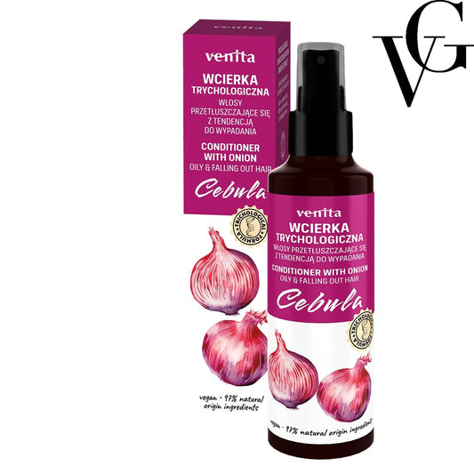 Loțiune tricologică cu extract de ceapă pentru păr gras și predispus la cădere, 100 ml, Venita