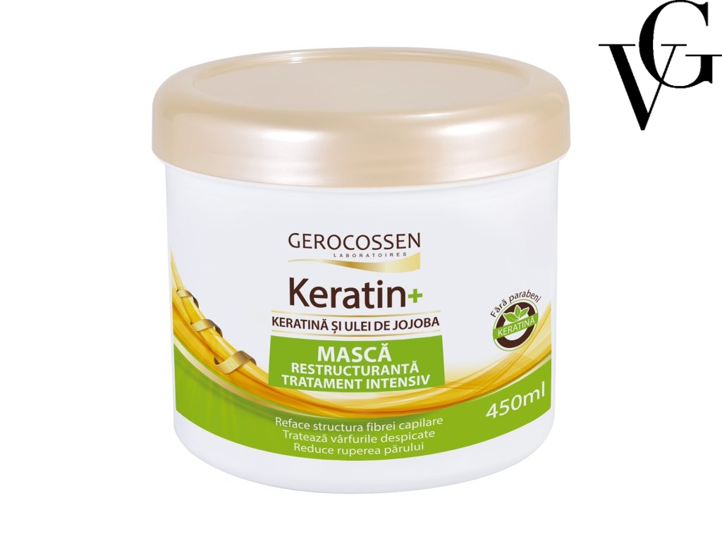 Mască de păr cu keratină și ulei de jojoba, 450 ml, Gerocossen