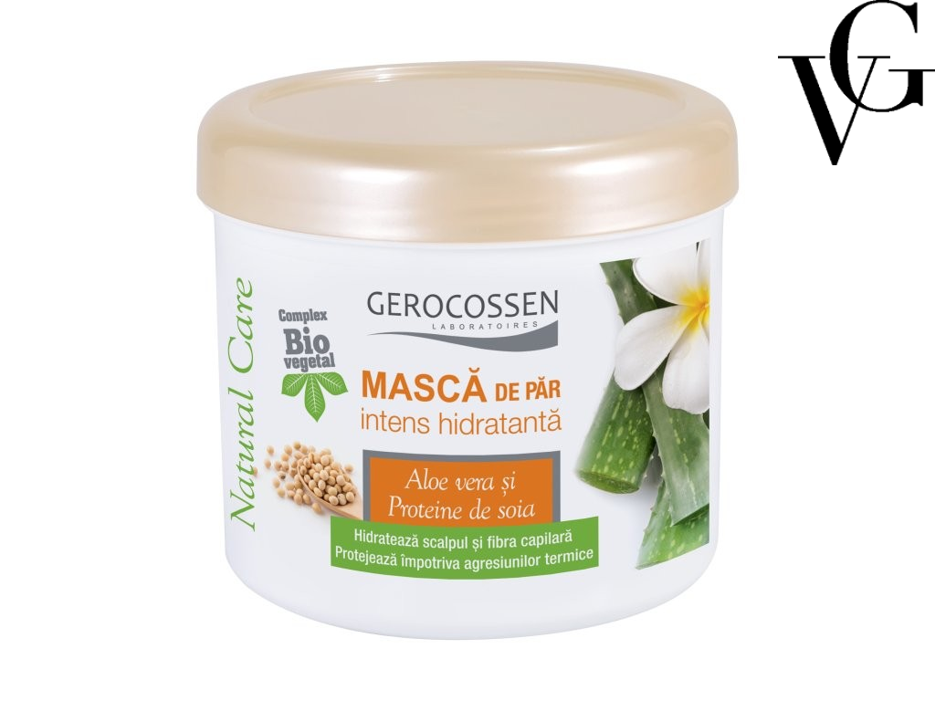 Mască de păr intens hidratantă cu aloe vera și proteine de soia, 450 ml, Gerocossen