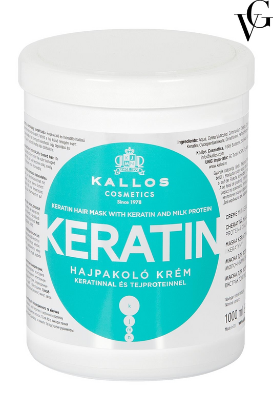 Mască de păr cu cheratină şi proteină din lapte, 1000 ml, Kallos