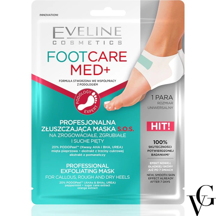 Mască exfoliantă profesională pentru călcâie, 1 pereche, Eveline Cosmetics