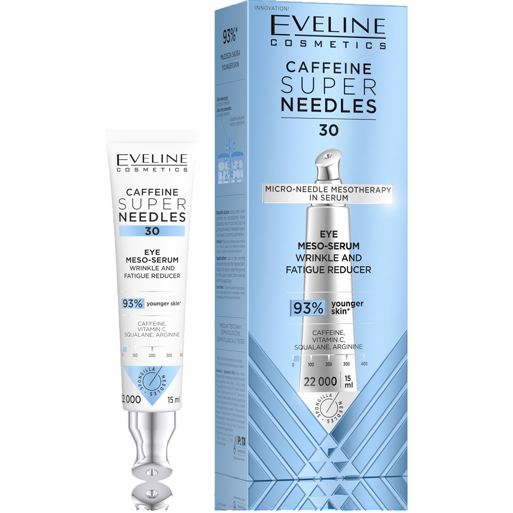 Mezo-ser pentru ochi Caffeine Super Needles 30, 15 ml, Eveline Cosmetics