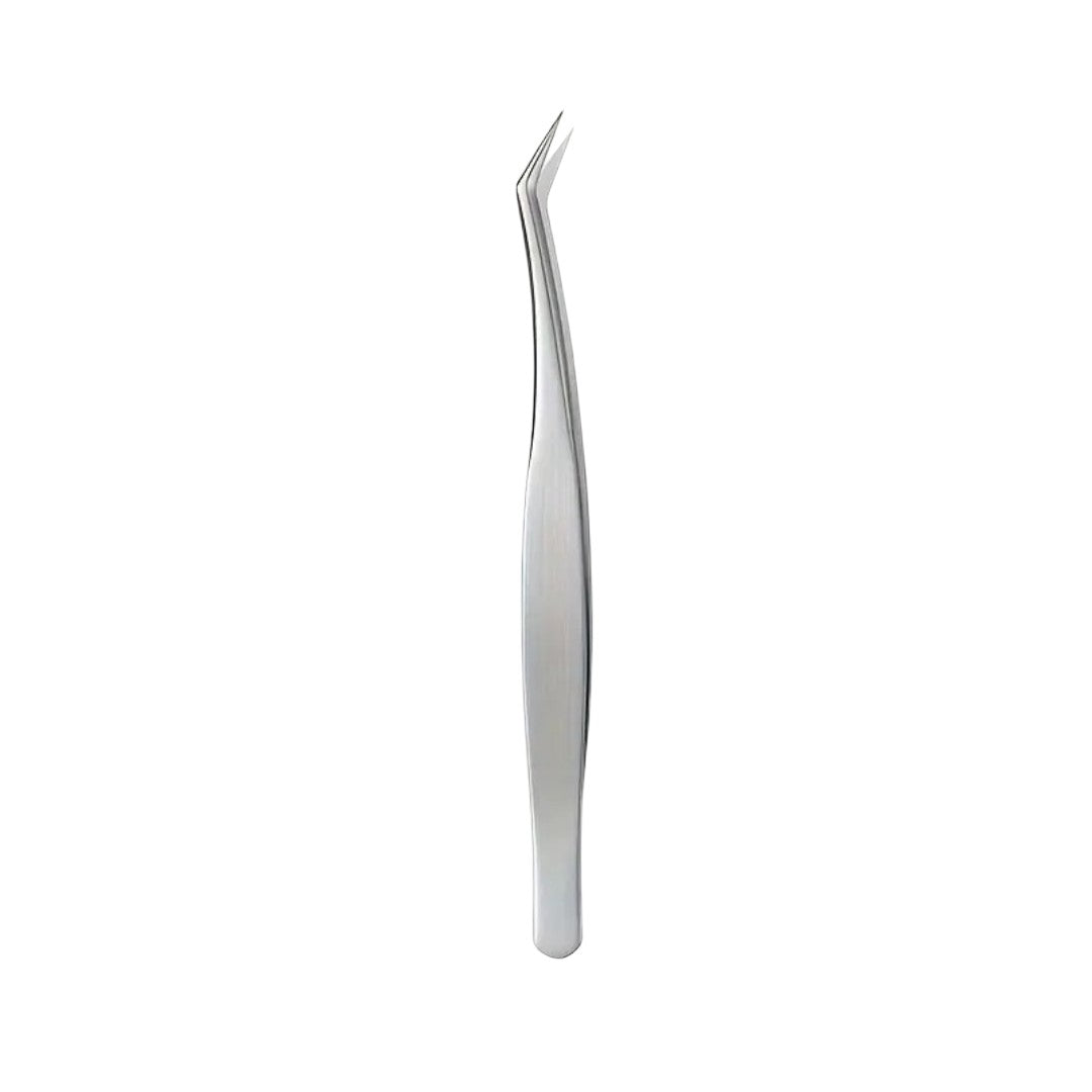 Pensetă metalică pentru gene, culoare argintiu