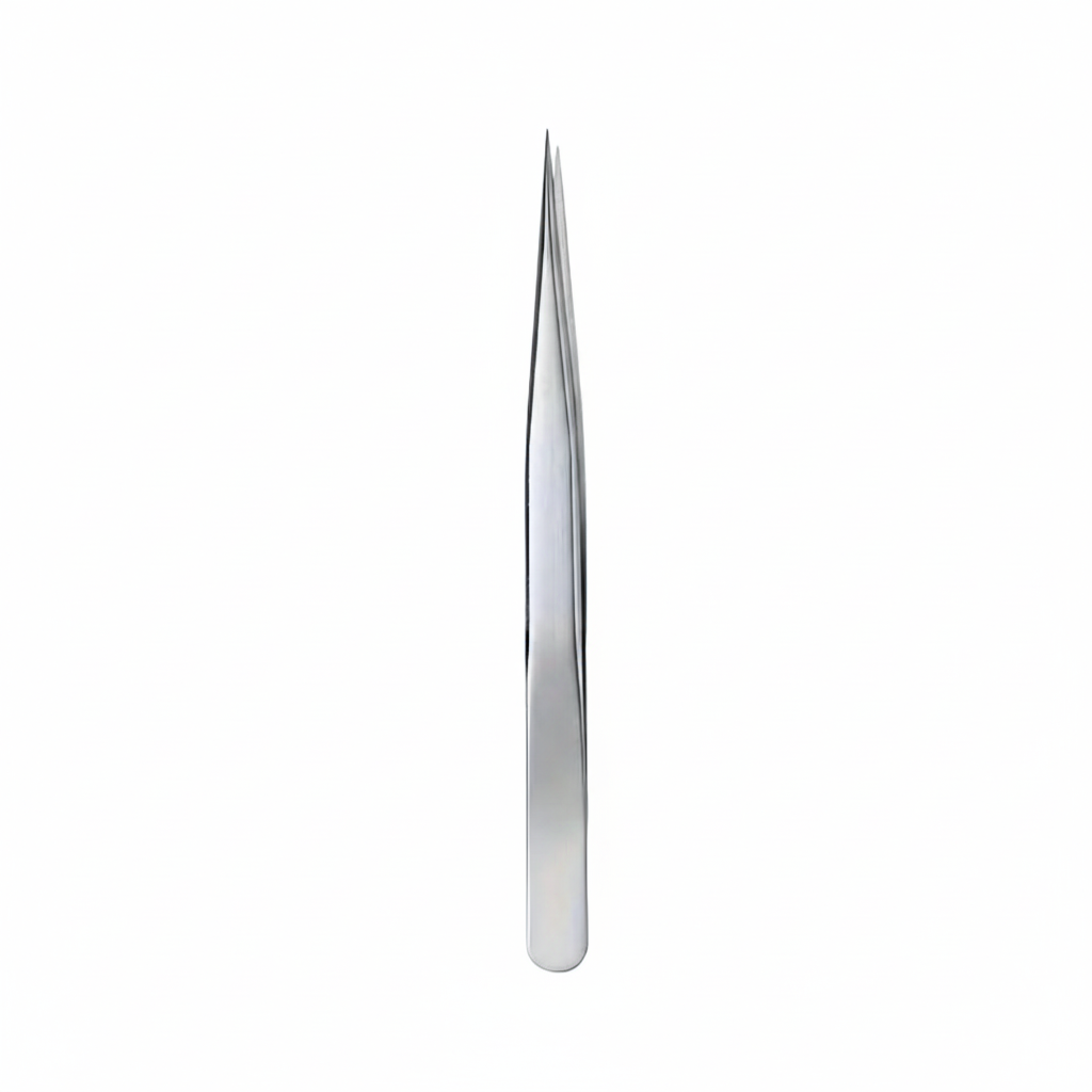 Pensetă metalică pentru gene, culoare argintiu