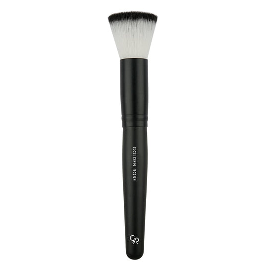 Pensulă pentru pudră și fond de ten Round Face, culoare neagră, Golden Rose