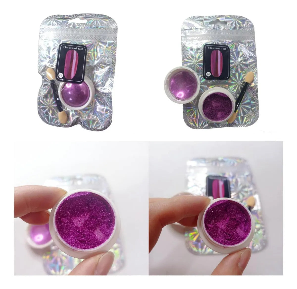 Pigment oglindă Chrome Effect pentru unghii, culoarea roz intens