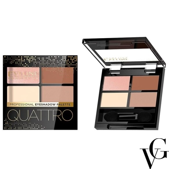 Paletă fard de ochi Quattro Eyeshadow, 3.2 gr, Eveline Cosmetics