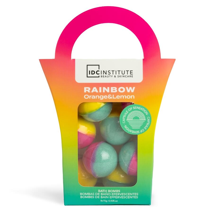 Set 8 bile efervescente de baie Rainbow, 8 x 15 gr, IDC Institute