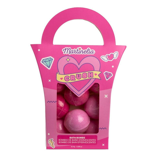 Set 8 bile efervescente de baie Crush, culoarea roz, 8 x 15 gr, Martinelia