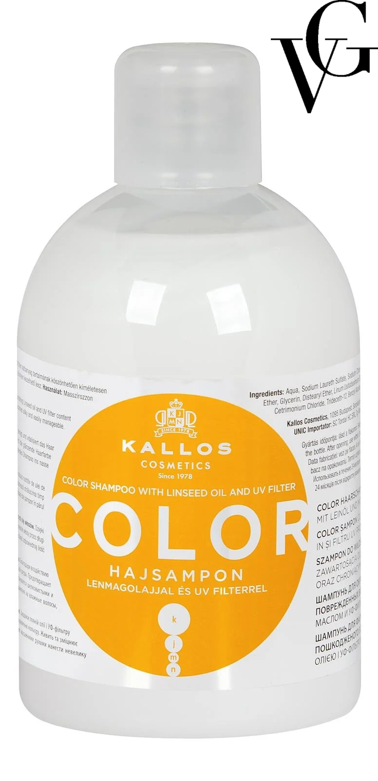 Șampon Color cu ulei de semințe de in și filtru UV, 1000 ml, Kallos