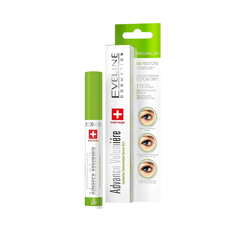 Ser regenerator pentru gene Advance Volumière Eyelashes Concentrated Serum 3 în 1, 10 ml, Eveline Cosmetics