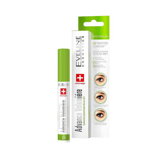 Ser regenerator pentru gene Advance Volumière Eyelashes Concentrated Serum 3 în 1, 10 ml, Eveline Cosmetics