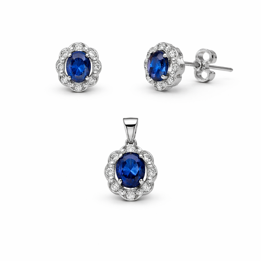 Set din argint 925 „azure bloom”, cercei și pandantiv, COD S232