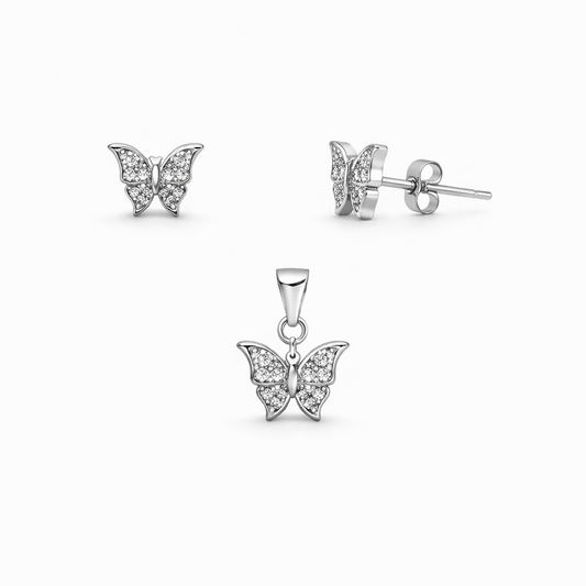 Set din argint 925 „glistening butterfly”, cercei și pandantiv, COD S226