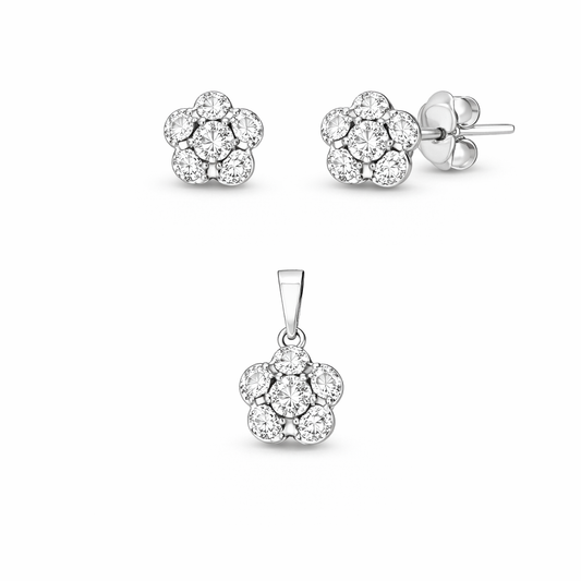 Set din argint 925 „sparkling forget-me-not”, cercei și pandantiv, COD S226