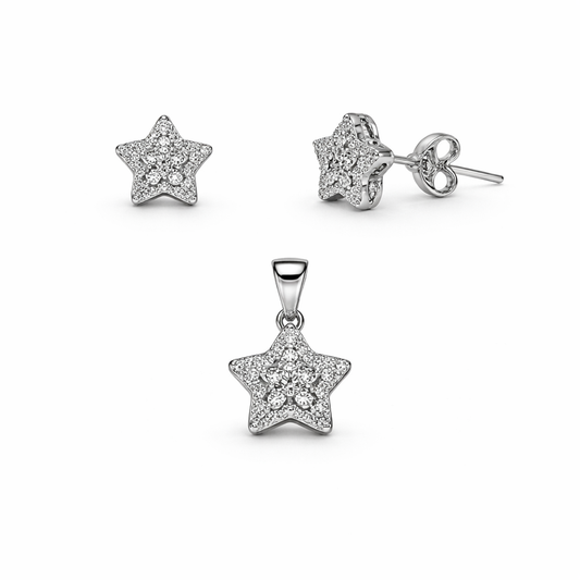 Set din argint 925 „stellar sparkle”, cercei și pandantiv, COD S226