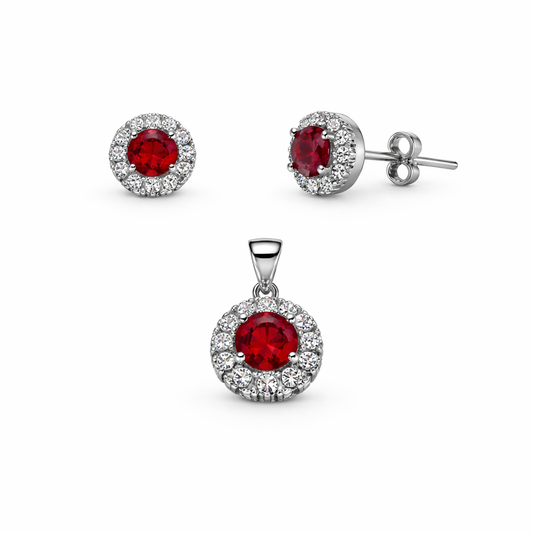 Set din argint 925 „scarlet halo”, cercei și pandantiv, COD S232