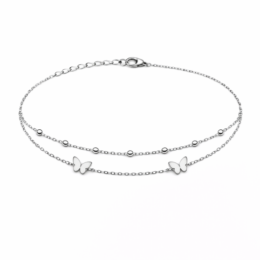 Brățară din argint 925 „silver butterflies”, COD B169, sistem de închidere reglabil, cu prelungire