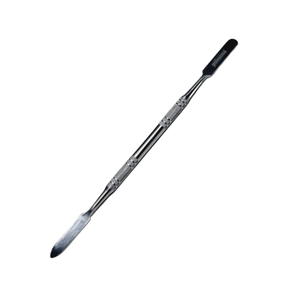 Spatulă metalică dublă pentru manichiură și pedichiură, culoare argintiu