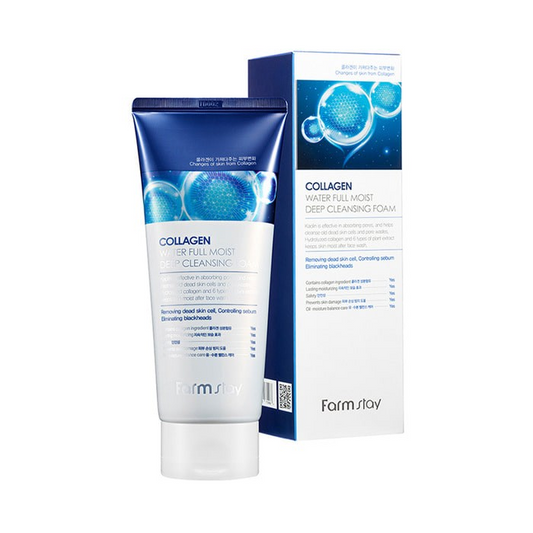 Spumă de curățare Collagen Water Full Moist Deep Cleansing, 180 ml, Farmstay