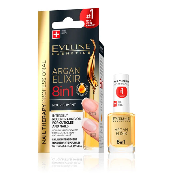 Tratament pentru unghii cu ulei de argan 8 în 1 Nail Therapy, 12 ml, Eveline Cosmetics