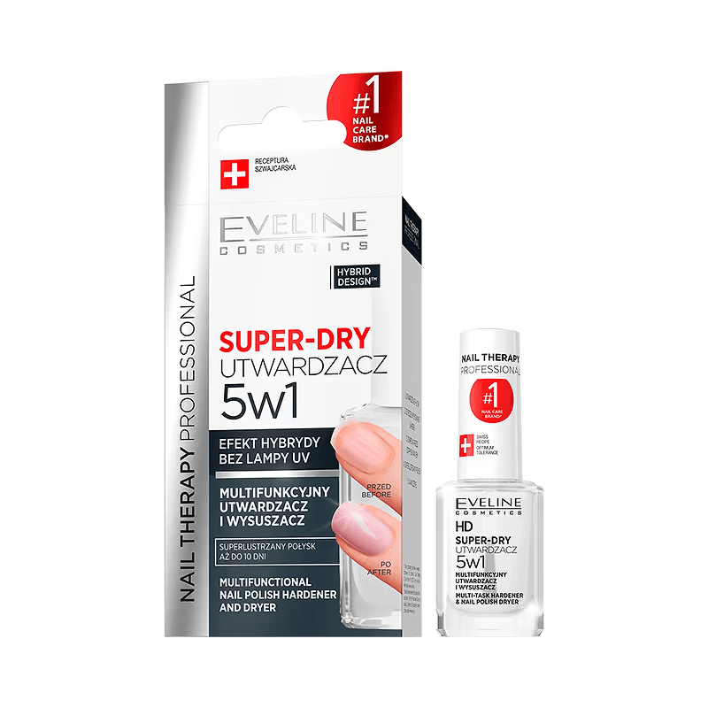 Tratament pentru unghii Nail Therapy Professional Super-Dry Top Coat 5 în 1, 12 ml, Eveline Cosmetics