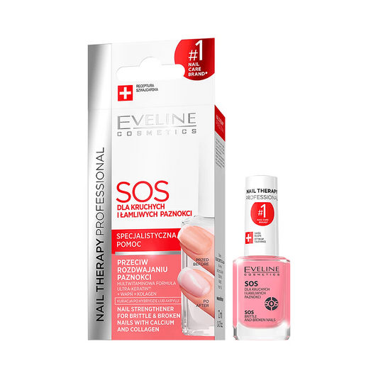 Tratament balsam pentru unghii fragile și casante SOS Nail Therapy, 12 ml, Eveline Cosmetics