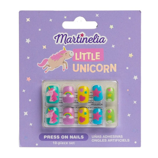 Set 10 unghii false pentru fetițe, Unicorn, Martinelia