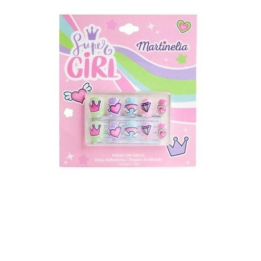 Set 10 unghii false pentru fetițe, Super girl, Martinelia